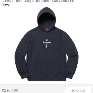 シュプリーム(Supreme)のSupreme Cross Box Logo Hooded / ネイビー / L(パーカー)