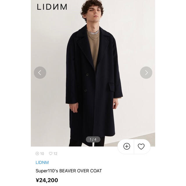 LIDnM Super110's BEAVER OVER COAT ネイビー　M