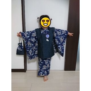 新品☆ 七五三 ３歳 着物セット 〜着物＋被布＋長襦袢＋バッグ～ 男の子用(和服/着物)