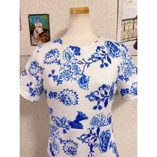 タダシショウジ(TADASHI SHOJI)の新品 11号 ブルー花柄 ドレス WH1213LN(ひざ丈ワンピース)