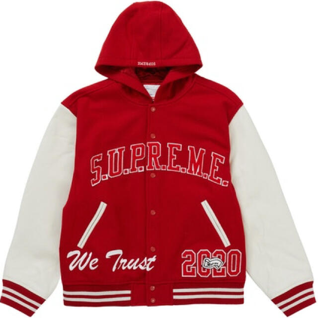 Supreme(シュプリーム)のSupreme King Hooded Varsity Jacket  L  赤 メンズのジャケット/アウター(スタジャン)の商品写真