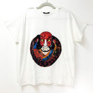 ルイヴィトン(LOUIS VUITTON)のルイヴィトン LOUIS VUITTON 歌舞伎 山本寛斎 スパンコール トップス 半袖Ｔシャツ コットン ホワイト 新品同様(Tシャツ/カットソー(半袖/袖なし))