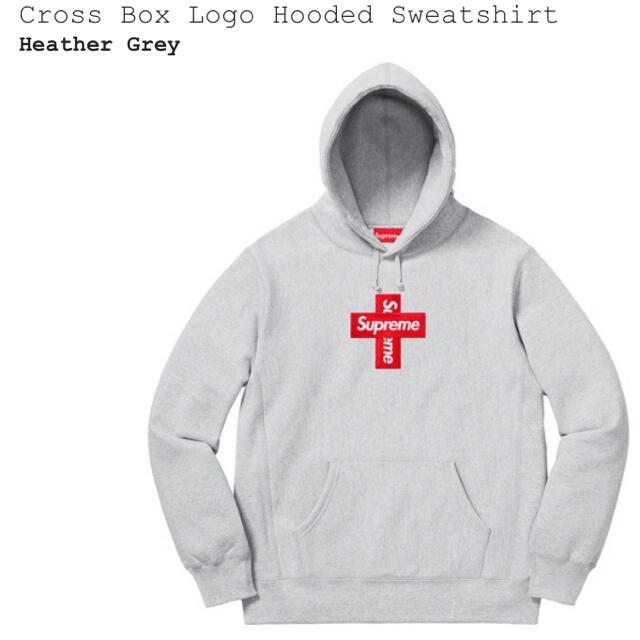 Supreme  cross box logo hooded L grey