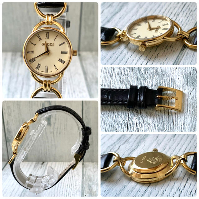 美品】グッチ GUCCI 腕時計 6000.2.L ベージュ ゴールド-
