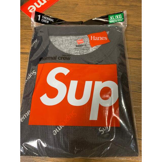 Supreme Hanes Thermal Crew black logos