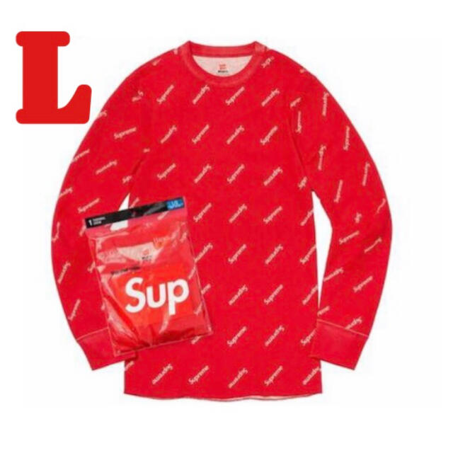 Supreme(シュプリーム)のSupreme x Hanes Thermal Crew Red Logos メンズのトップス(Tシャツ/カットソー(七分/長袖))の商品写真