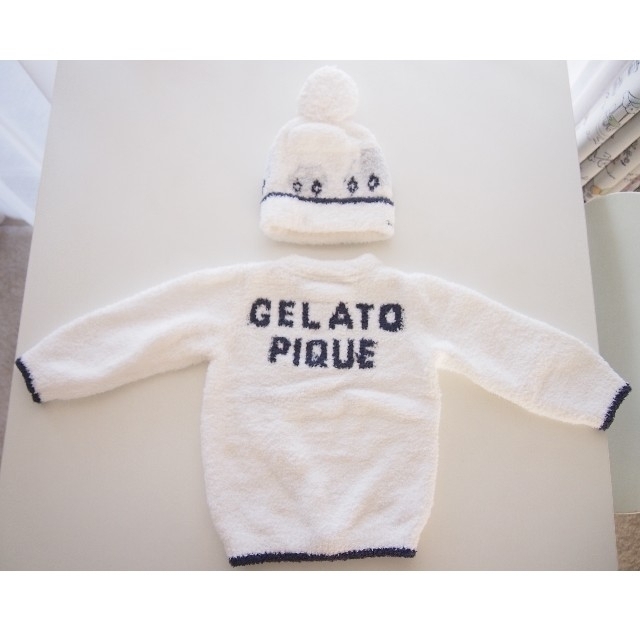 gelato pique(ジェラートピケ)のジェラートピケ 帽子&トップスセット キッズ/ベビー/マタニティのベビー服(~85cm)(ニット/セーター)の商品写真
