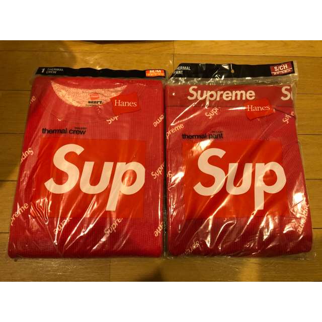 Supreme(シュプリーム)のSupreme Hanes Thermal Red 上下セット メンズのトップス(Tシャツ/カットソー(七分/長袖))の商品写真