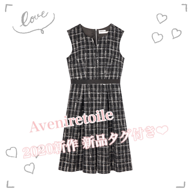 【保証書付】 Aveniretoile - 新品タグ付♡アベニールエトワール オリジナルツイードチェックワンピース ひざ丈ワンピース