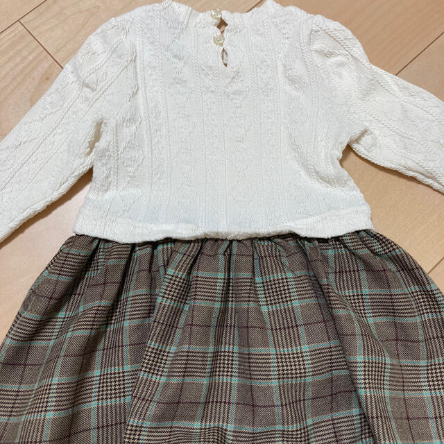 petit main(プティマイン)の女の子　ワンピース　80   白　チェック　Petit main キッズ/ベビー/マタニティのベビー服(~85cm)(ワンピース)の商品写真