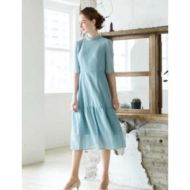 AIMER - マーメイドラインストライプレースドレスの通販 by さくら's