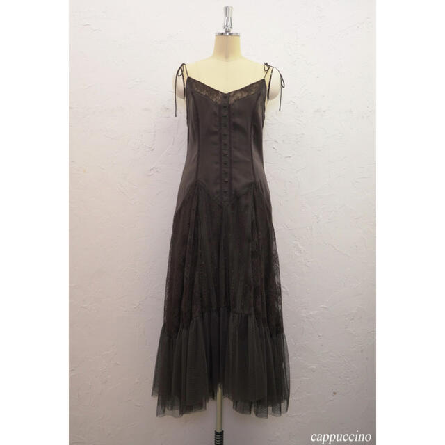 試着のみ！Lace-Trimmed Satin Cami Dress