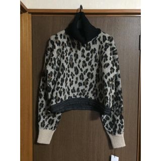 サカイ(sacai)の黒2新品 sacai レディース レオパード タートルネック ニット サカイ(ニット/セーター)