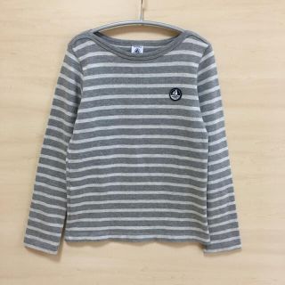 プチバトー(PETIT BATEAU)のプチバトー8ansボーダーロンTグレー(Tシャツ/カットソー)