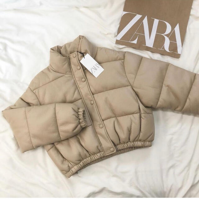 ZARA レザー風パフジャケットM