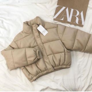 ザラ(ZARA)のZARA レザー風パフジャケットM(ダウンジャケット)