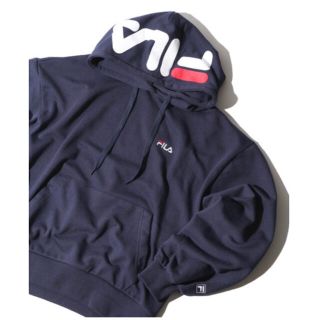 フィラ(FILA)のWEGO  FILA フードロゴビッグシルエットパーカー  ネイビー(パーカー)