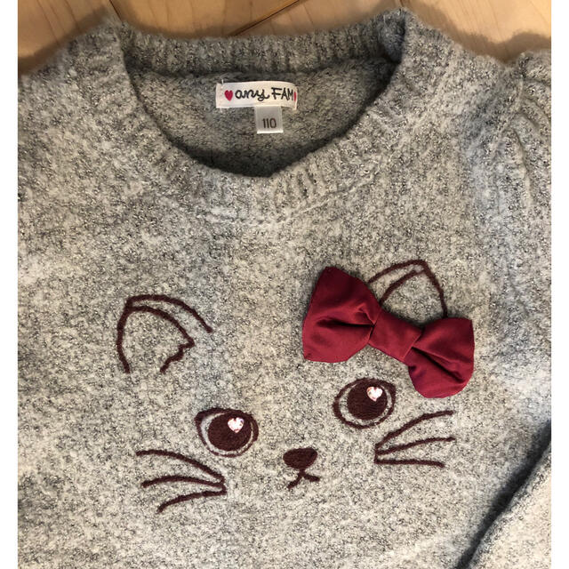 anyFAM(エニィファム)のanyFAM エニィファム　セーター　ねこ　リボン　110 キッズ/ベビー/マタニティのキッズ服女の子用(90cm~)(ニット)の商品写真