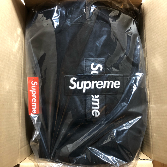 込み 黒 XL Supreme Cross Box Logo Hooded