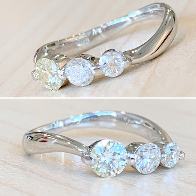 ✨合計3粒で0.5ct✨ダイヤモンド❣️可憐！ダイヤ Pt900 リング 指輪 レディースのアクセサリー(リング(指輪))の商品写真