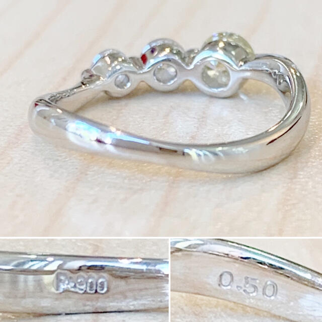 ✨合計3粒で0.5ct✨ダイヤモンド❣️可憐！ダイヤ Pt900 リング 指輪 レディースのアクセサリー(リング(指輪))の商品写真