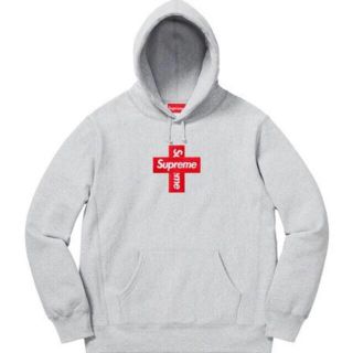 シュプリーム(Supreme)のS Supreme Cross Box Logo Hooded 灰 国内正規品 (パーカー)