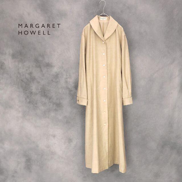 MARGARET HOWELL(マーガレットハウエル)の美品★マーガレットハウエル　ショールカラー ウールシャツワンピース レディースのワンピース(ロングワンピース/マキシワンピース)の商品写真