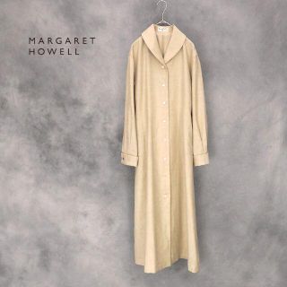 マーガレットハウエル(MARGARET HOWELL)の美品★マーガレットハウエル　ショールカラー ウールシャツワンピース(ロングワンピース/マキシワンピース)