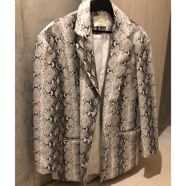 ZARA(ザラ)のパイソン柄ジャケット　フェイクレザー レディースのジャケット/アウター(ノーカラージャケット)の商品写真