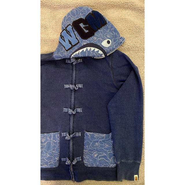 Ape bape indigo shark hoodieシャーク M パーカー