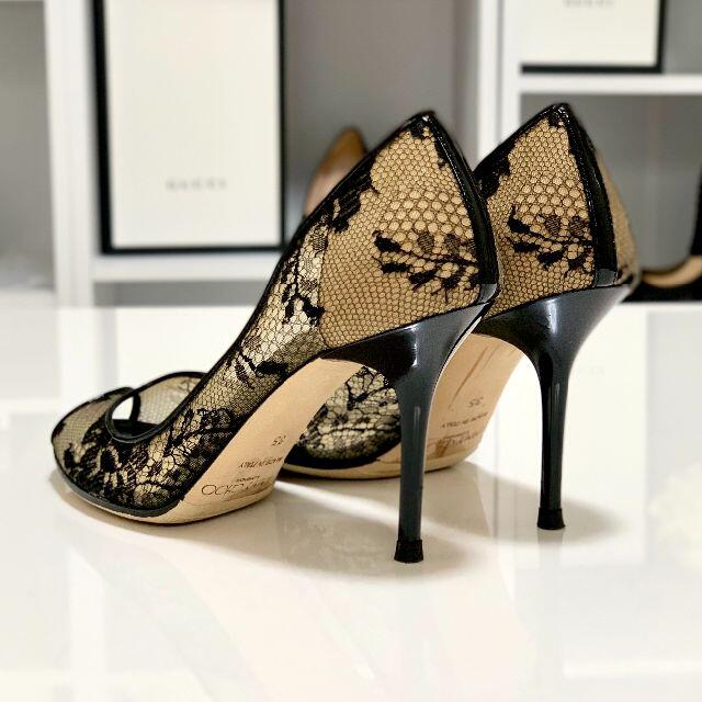 JIMMY CHOO(ジミーチュウ)の968 ジミーチュウ パテント レース パンプス 黒 レディースの靴/シューズ(ハイヒール/パンプス)の商品写真