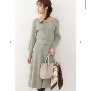 プロポーションボディドレッシング(PROPORTION BODY DRESSING)の今期♡マトンスリーブニットワンピース  限定 ライトグリーン(ひざ丈ワンピース)