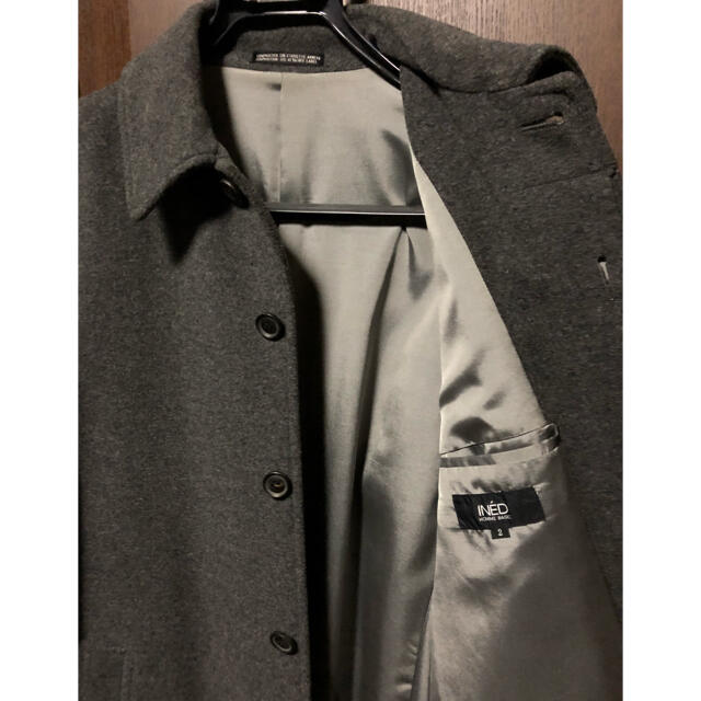 COMME CA DU MODE(コムサデモード)の【値下げ】INED homme カシミヤ混 ステンカラーコート グレー メンズのジャケット/アウター(ステンカラーコート)の商品写真