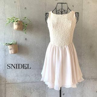 スナイデル(SNIDEL)の【美品】snidel レース切り替えシフォンワンピース(ミニワンピース)