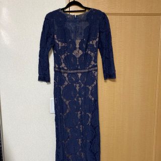 タダシショウジ(TADASHI SHOJI)のタダシジョージ　紺　ドレス　ロング　サイズ６(ロングワンピース/マキシワンピース)