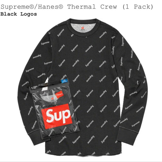 Supreme Hanes Thermal Crew ブラック 新品　S