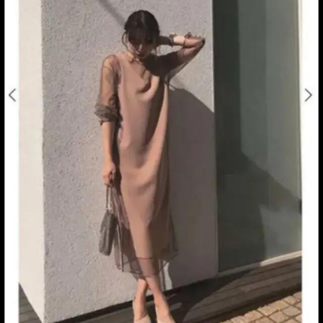 アメリTULLE DOCKING DRESS チュールドッキングドレス ピンクM