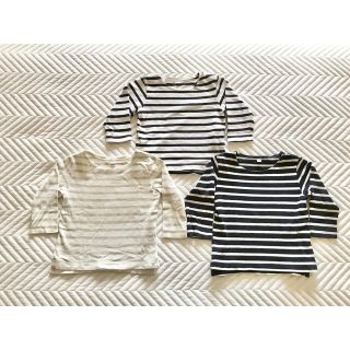 ムジルシリョウヒン(MUJI (無印良品))のボーダーカットソー　ロンT90㎝　3枚セット(Tシャツ/カットソー)