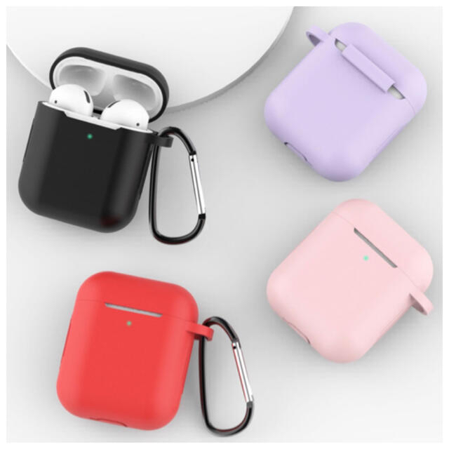 【新品】Airpods1/2ケース シリコンケース ディープレッド カラビナ付き スマホ/家電/カメラのスマホアクセサリー(モバイルケース/カバー)の商品写真