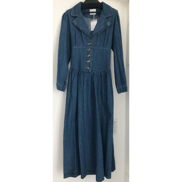 お値下⭐️新品 AMAIL Vintage collardenim dress  レディースのワンピース(ロングワンピース/マキシワンピース)の商品写真