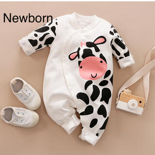 新生児　ベビー服　牛さんのロンパース☆newborn(ロンパース)
