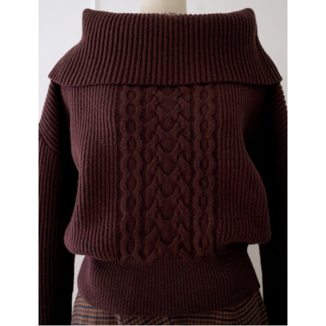 herlipto Offthe-shoulderCableWoolSweater レディースのトップス(ニット/セーター)の商品写真