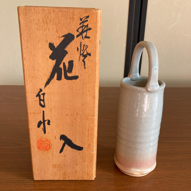 アンティーク　日本陶器　白水作　木箱　花入 1