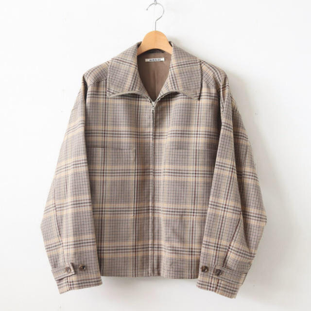 ジャケット/アウターAURALEE WOOL SERGE CHECK ZIP-UP BLOUSON