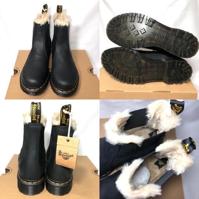 Dr.Martens(ドクターマーチン)の【新品】ドクターマーチン サイドゴア ファー ボア ブーツ ブラック 25.0 レディースの靴/シューズ(ブーツ)の商品写真