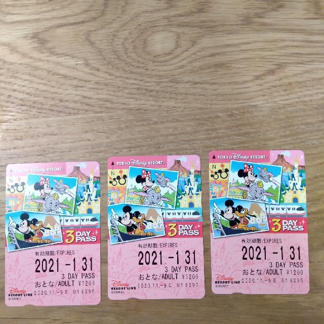 ディズニーリゾートライン　3DAYPASS チケットの施設利用券(遊園地/テーマパーク)の商品写真