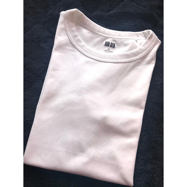 UNIQLO(ユニクロ)のUNIQLO U ユニクロ　クールネックT (半袖) 白　XL レディースのトップス(Tシャツ(半袖/袖なし))の商品写真
