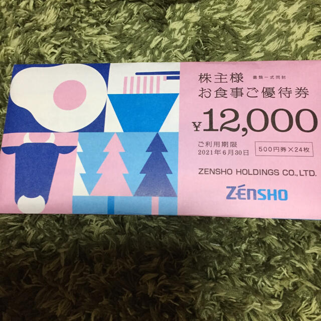 優待券/割引券ゼンショー 株主優待お食事券 12,000円分(500円×24枚)