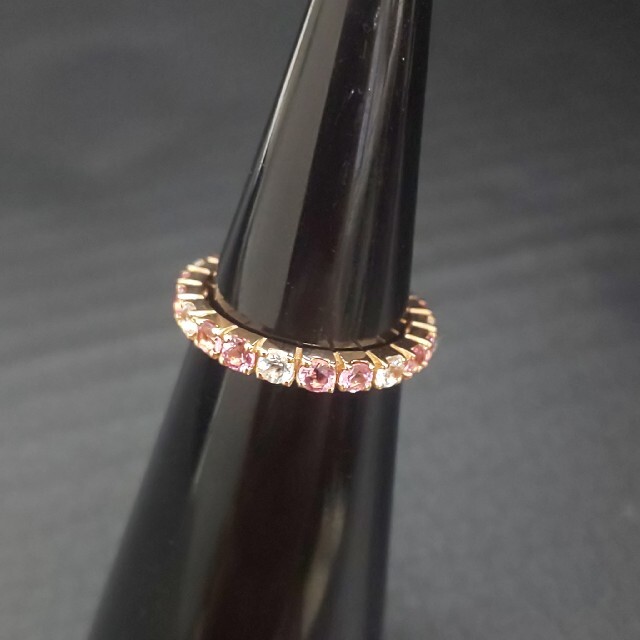 ☆K18リング⑮ カラーストーン ピンク2～3号 レディースのアクセサリー(リング(指輪))の商品写真