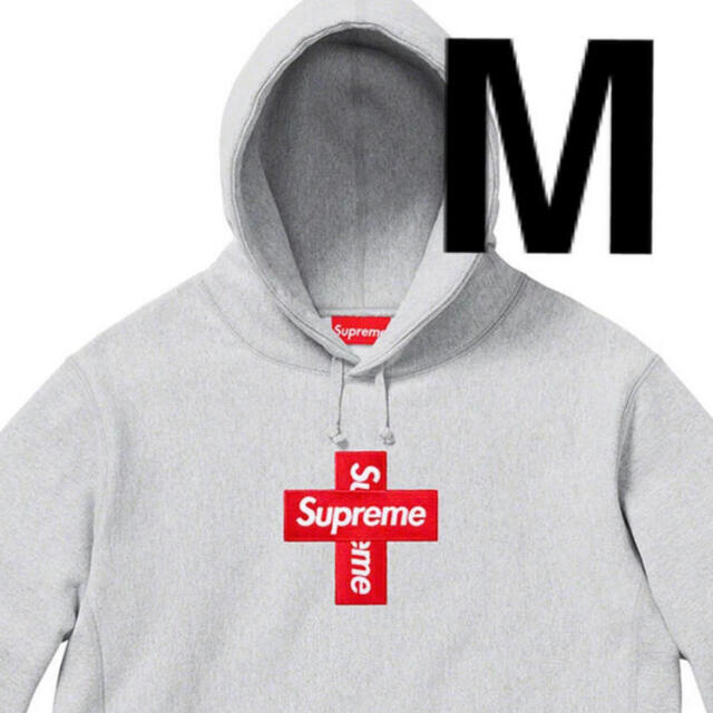 M grey supreme Cross Box Logo Hooded
